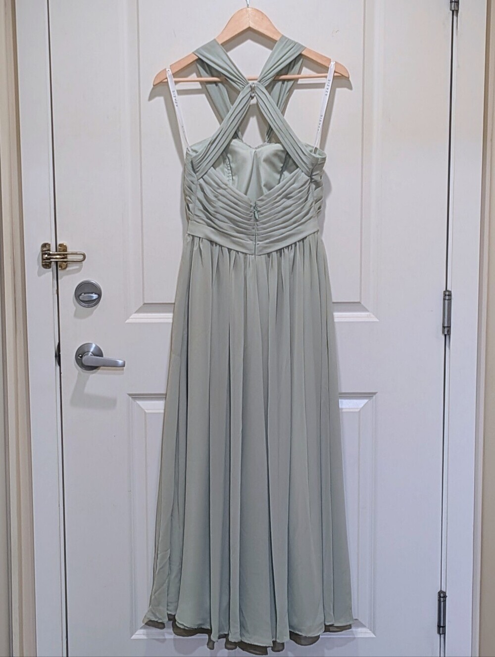 EUC Azazie 2 Agave Pale Green Hillian Bridesmaid Formal Dress - Picture 5 of 9